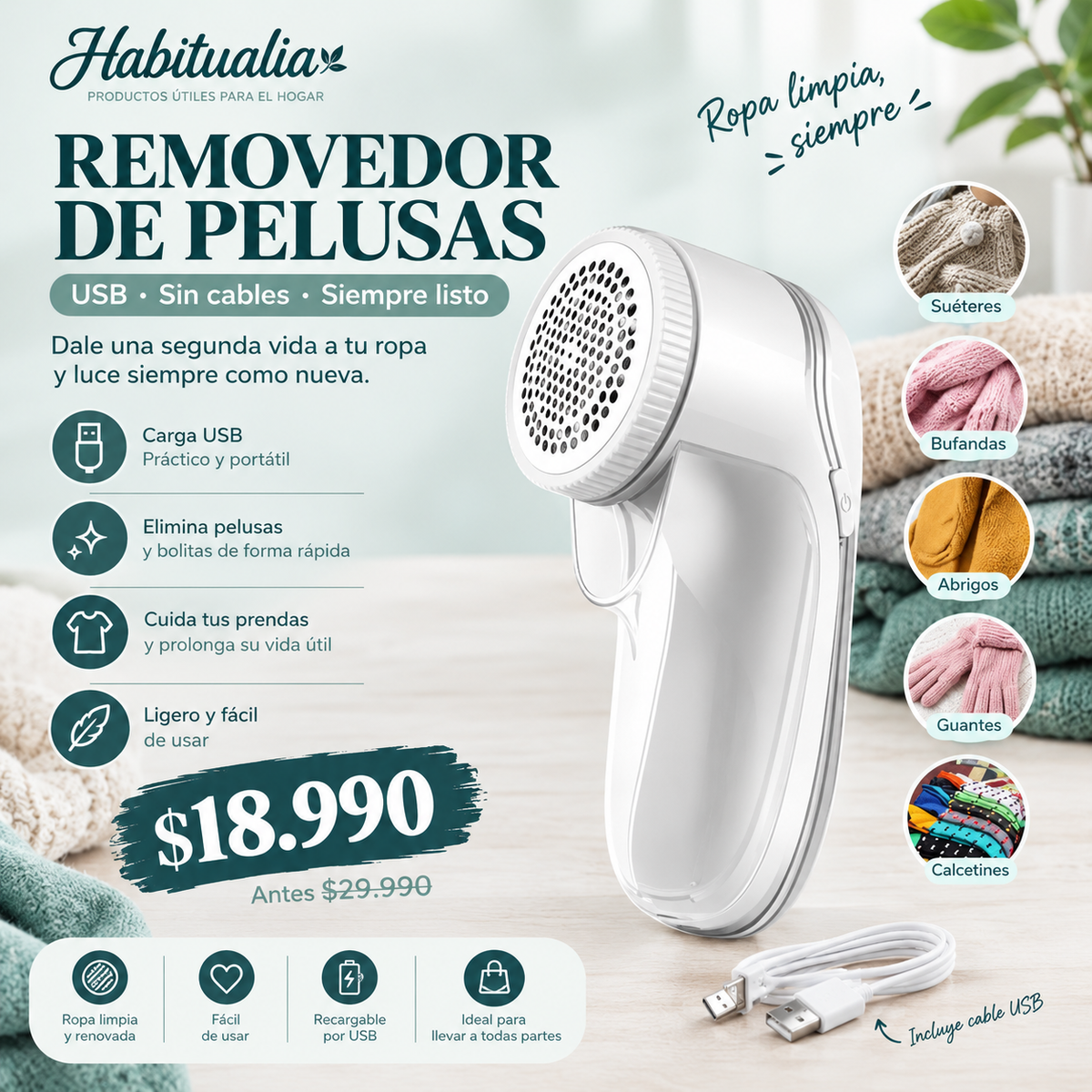 Removedor de pelusas USB